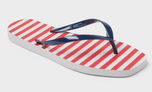 lot 44394 image: Size 6-Flip Flop Sandals Red White Stripe Navy Strap