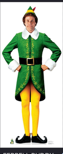 lot 44397 image: 2ft w x 3 ft h.  Elf Buddy Character Cardboard Cutout Life-Size Standup