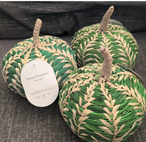 lot 44534 image: Threshold Woven Pumpkin Hand-Crafted Set of 9
