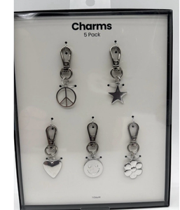 lot 44539 image: Lot of 2-Charms 5 Pack (10 total) Keychain Pendants Peace Star Heart Smiley Flower