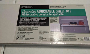 lot 44543 image: Everbilt Decorative Adjustable Shelf Kit 4 ft White Wood Grain Finish 45 lbs