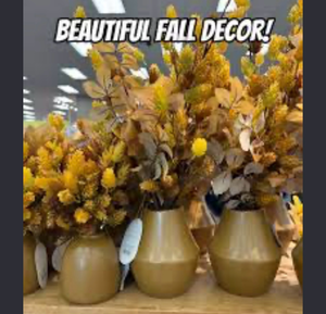 lot 44555 image: Fall Decorative Vases with Dried Flowers, Set of 6.  See all photos