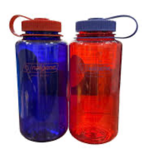 lot 44564 image: Nalgene Wide Mouth Water Bottles 2-Pack Blue and Red