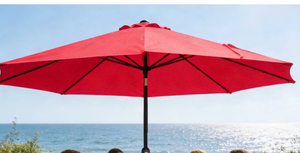 lot 44568 image: Red Patio Umbrella with Dark Pole