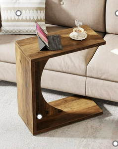 lot 44570 image: C-Shaped Side Table with Open Shelf
