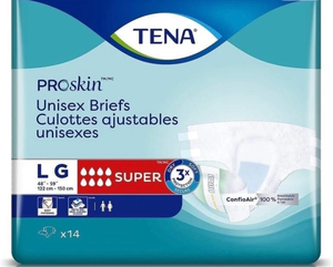 lot 44572 image: TENA PROskin Unisex Briefs Size LG Super Absorbency 14 Count
