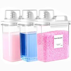 lot 18491 image: 64 OZ Laundry Detergent Dispenser, Liquid Laundry Soap Dispenser, Fabric Softener Dispenser, Scent BoosterLaundry Powder Holder & Container, Laundry Room Organization and Storage, 3PACK, Visible Use. - Retail $24