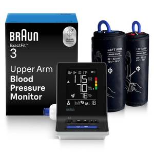 lot 18500 image: Braun ExactFit 3 Blood Pressure Monitor with 2 Upper Arm Cuffs - Retail $38