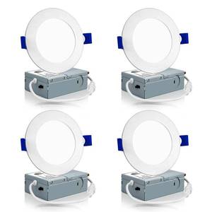 lot 18526 image: 4 Pack 4 Inch 3CCT LED Recessed Lighting, Canless Wafer Downlight - Retail $28