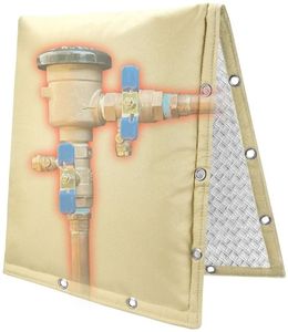 lot 18531 image: 2-Way Opening Backflow Preventer Insulation Cover 5°F,Sprinkler Cover for Outside,5 Layers Waterproof 600D Sprinkler Valve Well Pump Cover for Winter Freeze Protection 16 W x 20 H - Retail $20
