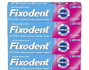 lot 18536 image: Fixodent Original Secure Denture Adhesive Cream for Full and Partial Denture Wearers, 2.4oz (Pack of 5) (B09M6C13MM) - Retail $15