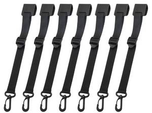 lot 18541 image: Black Canopy Hanging Clips�� with 15.7 Adjustable Straps, Heavy Duty Tent Hanging Clip�� for Vendor Booth, Outdoor Camping, Hanging Signs, Lights & Gear - Retail $12