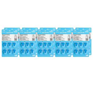 lot 64431 image: Amazon Basics 60-Pack Size 675 Zinc-Air Hearing Aid Batteries, 1.45 Volt, Blue Tab, 4-Year Shelf Life, Mercury Free, Child-Safe Package (Use Scissors to Open) - Retail $16