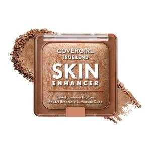 lot 64475 image: COVERGIRL TruBlend Skin Enhancer Baked Luminous Bronzer, with Hyaluronic Acid & White Rose Extract, Blends Seamlessly - 300 Honey Bun (Light Bronze with Champagne Swirls) - Retail $10