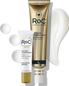 lot 64498 image: RoC Retinol Correxion Value Set Deep Wrinkle Night Cream  Under Eye Cream - Retail $36