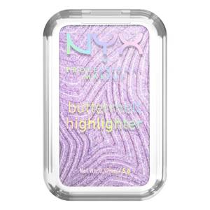 lot 64540 image: NYX PROFESSIONAL MAKEUP Buttermelt Highlighter, Powder Highlighter Makeup, With Up to 12H Wear and High Impact Glow - 40 No 1 Butta (Holographic Lavender) - Retail $10