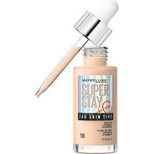 lot 64541 image: Maybelline Super Stay Up to 24HR Skin Tint, Radiant Light-to-Medium Coverage Foundation, Makeup Infused With Vitamin C, 118, 1 Count - Retail $13