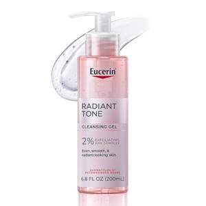 lot 64566 image: Eucerin Radiant Tone Face Cleanser Gel with 2% Exfoliating AHA Complex, Gentle Face Wash Improves Skin Clarity and Boosts Radiance, All Skin Types, 6.8 Fl Oz Bottle - Retail $17