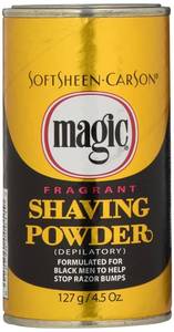 lot 64611 image: SoftSheen-Carson Magic Razorless Shaving for Men, Magic Shaving Powder with Fragrance, Coarse Textured Beards, Formulated for Black Men, Depilatory, Helps Stop Razor Bumps, Since 1901, 4.5 oz - Retail $4