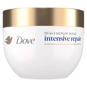 lot 64613 image: Dove Hair Intensive Repair 10-in-1 Serum Mask for Damaged Hair, 9.2 fl oz - Retail $12