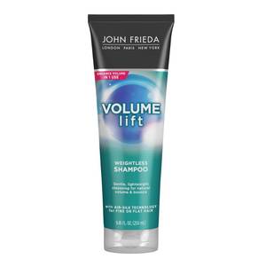 lot 64618 image: John Frieda Volume Lift Weightless Shampoo, Lightweight Volumizing Shampoo with Air-Silk Technology for Fine or Flat Hair, Adds Natural Fullness, Safe for Color-Treated Hair, 8.45 Oz - Retail $12