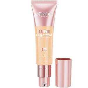 lot 64634 image: LOreal Paris Lumi Le Glow Skin Tint, Lightweight Water-Based Tinted Serum with Foundation-Like Coverage, Glow Illuminator, Warm 110, 0.85 Fl Oz - Retail $14