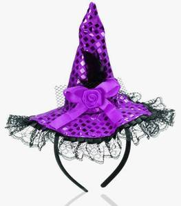 lot 18549 image: Witch Headband Cute Witch Hat Halloween Witch Headpiece Witches Headband for Women for Halloween Party Cosplay Witch Costume - Retail $6