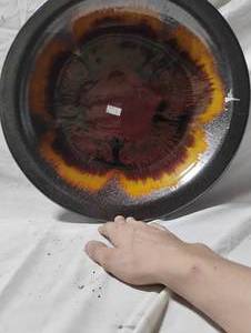 lot 34741 image: Large Black, gold, and orange decorative bowl