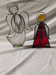 lot 34745 image: Set of two stained-glass standing angel figures