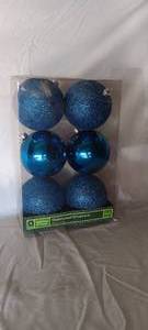 lot 34688 image: Set of 6 Shatterproof Blue Christmas ornaments