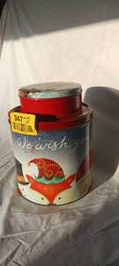 lot 34712 image: Two metal Christmas tins, one small and one large size