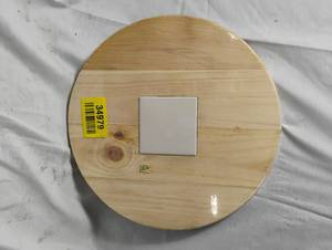 lot 34979 image: Round unfinished wooden lazy susan for tabletop use