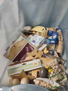 lot 34991 image: Bundle of art and craft supplies, 3-hook wood rack, wood jointed doll kit, blank christmas ornaments, wooden eggs, wooden ornaments, wooden tic-tac-toe game, wooden expressions.