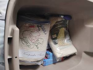 lot 35040 image: King Cloth Afghan blanket kit, keepsake throw blanket, school days magnetic frame kit, Latch hook kit