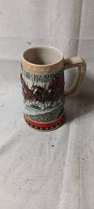 lot 34955 image: Vintage 1987 Budweiser C-Series Clydesdales Holiday Beer Stein