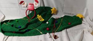 lot 34957 image: Christmas tree scarf, Santa headband