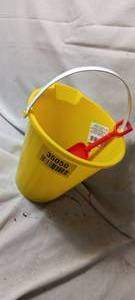 lot 35050 image: Plastic bucket with handle, bundle of decorative rocks filler