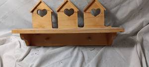 lot 35070 image: Wood 3-piece house wall-hanging coat rack
