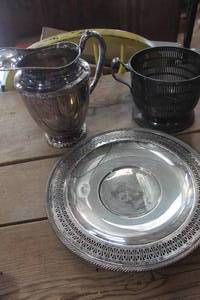 lot 4433 image: Silver Pitcher, Plate and More