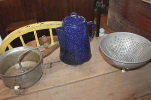 lot 4450 image: Vintage Colander, Coffee Pot and More