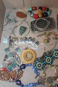 lot 4476 image: Misc. Jewelry and Belt Buckle