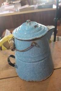 lot 4494 image: Large Enamelware Coffee Pot