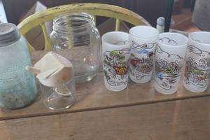 lot 4504 image: MCM Glasses, Canning Jar needs cleaning & More