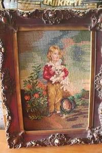 lot 4555 image: Antique Needlepoint Picture 17 x 21