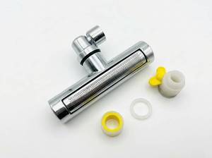 lot 4013 image: EXSSRACH 4 Modes Multi-functional Swivel Faucet Extender, Waterfall Rotating Sink Aerator Sprayer Adapter for Kitchen, Silver