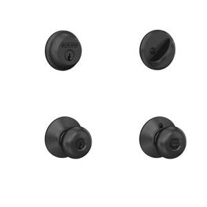 lot 4019 image: Schlage Plymouth Deadbolt Lock Combo With Knob - Matte Black