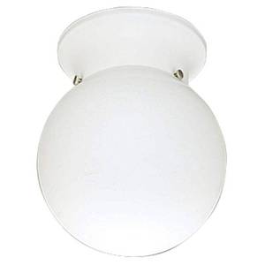 lot 4037 image: Progress Lighting One-Light White Glass Flush Mount