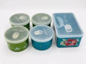 lot 64047 image: Pioneer Woman Food Storage Containers w Lids - Set of 5