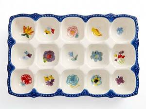 lot 64052 image: The Pioneer Woman Ceramic Egg Carton Tray With Hand-Painted Floral Designs