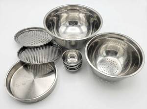 lot 64066 image: Stainless Steel Mixing Bowls & Strainers Set